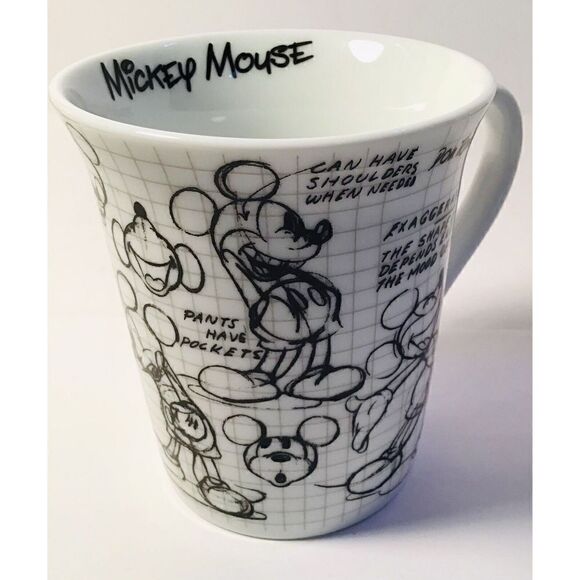 Disney Mickey Mouse Mug All Over Sketch Book Print Coffee Cup Ceramic White - Picture 6 of 10